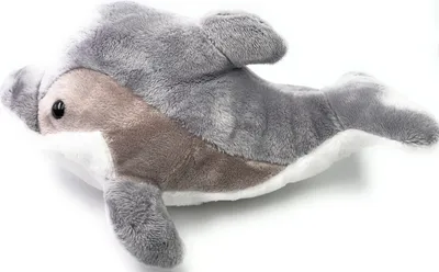Productafbeelding van Onwomania Pluche knuffel, zacht knuffeldier, stoffen dier, dolfijn, grijs, 33 cm