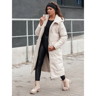Imagen del producto de Chaqueta de invierno para mujer GLAMPUFF, acolchada por ambas caras, con capucha, color beige, talla M