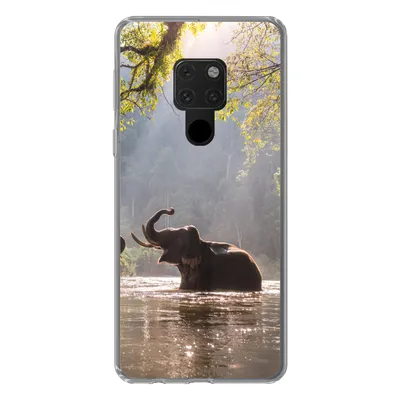Produktbild von MuchoWow® Handyhülle Schutzhülle Hülle für Huawei P40 Lite Elefant - Wasser - Tiere - Bäume - Sonne Silikon Softcase Handy Hülle - Handy