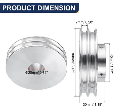 Produktbild von V-Typ Riemenscheibe 20mm Bohrung 80mm Au?endurchmesser Doppelrillen Aluminiumlegierung Keilriemenscheibe fš¹r Motorwellen-Bohrmaschine 6mm(1/4") PolyurethanFormgš¹rtel