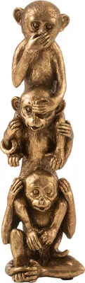 Produktbild von J-Line Affe Hören/Sehen/Schweigen Poly Antik Gold