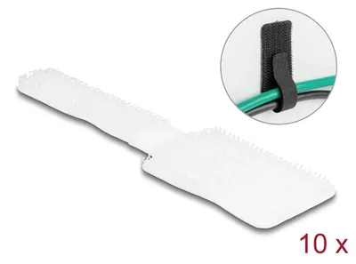 Produktbild von DeLOCK Mini Klett-Kabelhalter L 90 mm x B 24 mm selbstklebend 10 Stück weiß, Polyester, Weiß, 24 mm, 90 mm, 10 Stück(e), Polybag