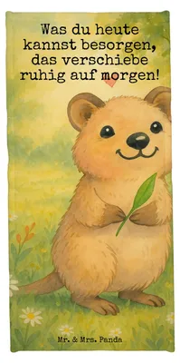 Produktbild von Mr. & Mrs. Panda sporthandtuch Quokka Happy Design - Weiß - Geschenk, Reisehandtuch, Verschieben, Strandtuch, Duschtuch, Badehandtuch, Aufschieberitis, Lustige Sprüche