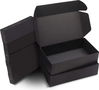 Produktbild von Kurtzy Karton Geschenkboxen Schwarz (20 Stk) – Schachteln 19x 11x 4,5cm Pappschachteln mit Deckel – Kraftpapier Geschenk Box Rechteckig zum Selber