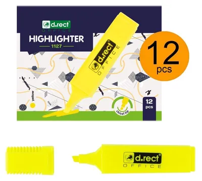Produktbild von D.RECT 1127 Textmarker mit Schrägkeilspitze 12 Stück Gelb