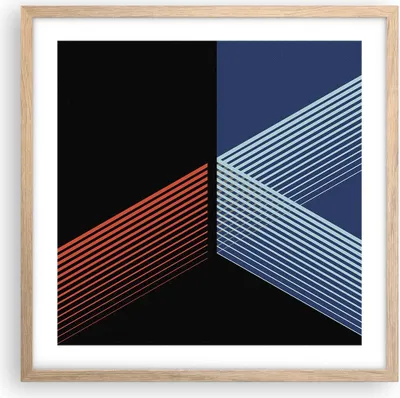 Produktbild von Gerahmtes Poster - Rahmen in heller Eiche - Abstraktion Schwarz Blau - 50x50 cm - Wand Bild - Wanddeko - Wandbilder - Kunstposter - Wandposter - Bilderrahmen - Bilder - Kunstdruck - P2NAC50x50-4458