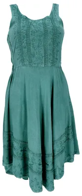 Produktbild von Besticktes Boho Sommerkleid, Midikleid, Indisches Hippie Kleid - Türkisgrün, Damen, Viskose, Kleider