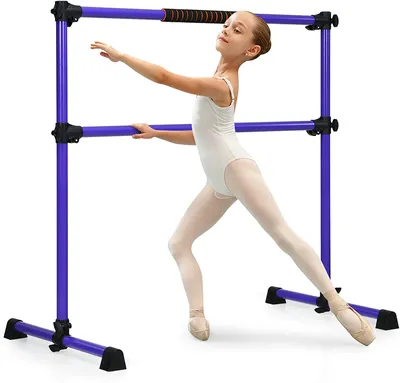 Produktbild von Ballettstange freistehend aus Eisen, Stretch Barre, Doppelte Stange höhenverstellbar, Ballett Barre, für Kinder & Erwachsene, für Professionelle Tanz- und Bewegungstraining