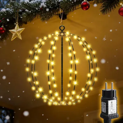 Produktbild von SALCAR LED Weihnachtsbeleuchtung Außen, 30cm 120 LED Hängende Kugel Lichter, Was