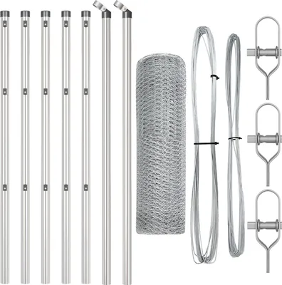 Produktbild von Möbel Sechseckzaun 0,4x10 m Verzinkter Stahl, Zaunpfosten 7 Stk Ø32 mm 80 cm Verzinkter Stahl - Zaunzubehör 3352902