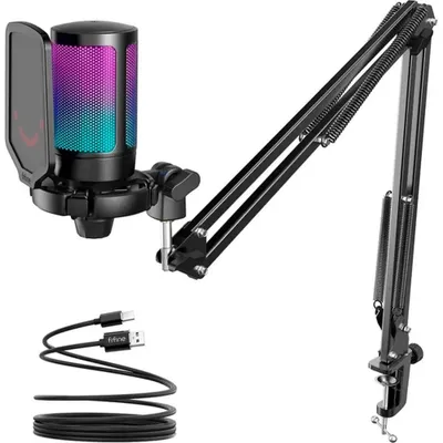 Image de Microphone avec pied FIFINE A6T RGB - Noir