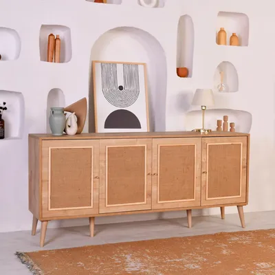 Immagine prodotto di Mascali - Credenza, 180x41x81h cm Marrone Rovere, Apertura Battente