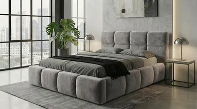Produktbild von Polsterbett VELUNO -OM 180 x 200 cmmit Matratze und Bettkasten. Farbe: Grau