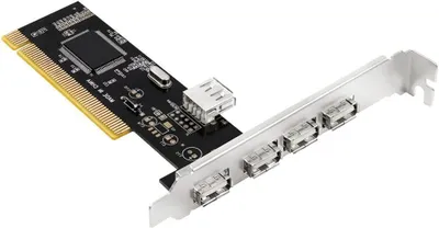 Productafbeelding van USB PCI Interfacekaart - Uitbreidingskaart USB - Extra Poorten Creëren - 4 Externe 1 Interne Poort