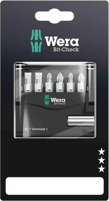 Produktbild von Wera 05073406001, 7 Stück(e), Phillips, Pozidriv, Schlitz, PH 1, PH 2, PZ 1, PZ 2, 1.1 mm, Edelstahl