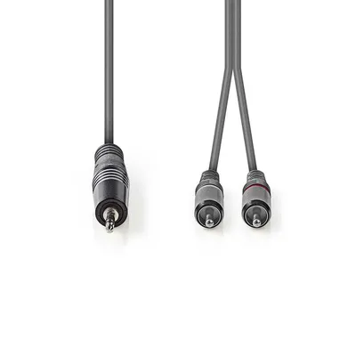 Produktbild von Nedis Stereo-Audiokabel - 3.5 mm Stecker - 2x RCA Stecker - Vernickelt - 1.50 m - Rund - Dunkelgrau - Kartonhülle