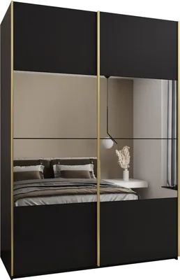 Produktbild von MEBLE KRYSPOL LUX 4 Schrank - 245,5x180x64cm - Schwarz, Schwarz, Gold