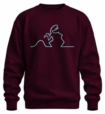 Immagine prodotto di Felpa con cappuccio, modello "Linea Balum Osvaldo Cavandoli Strichmännchen", con stampa del personaggio, colore bordeaux, taglia L