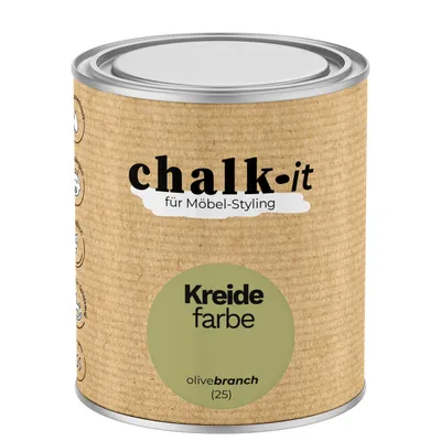 Produktbild von Kreidefarbe Chalk-it (25) Olive Branch 0,75L Shaby Chic Möbel Holzlack Natur Vintage Möbellack
