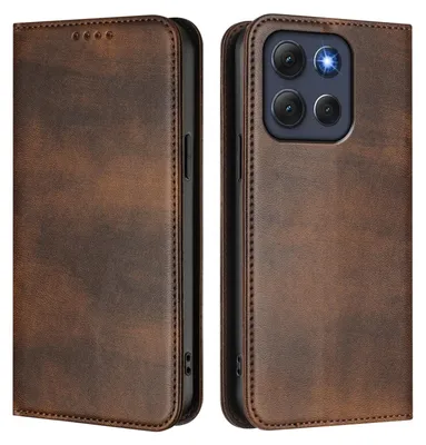 Produktbild von Handyhülle für Motorola Moto G86, Vintage Leder RFID Schutz Kartenfach Standfunktion Magnetische Klapphülle Braun