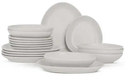 Produktbild von BerlingerHaus Geschirrset Matt Creme Oval - 18-teilig / 6 Personen - 6 Speiseteller, 6 Frühstücksteller und 6 Suppenteller
