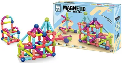 Produktbild von Magnetblöcke Konstruktionsspielzeug, 64 Teile, magnetisch, für Kinder ab 3 Jahren