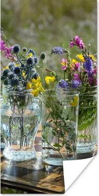 Produktbild von MuchoWow® Poster Vase - Blumen - Farben 60x120 cm - Wandschmuck