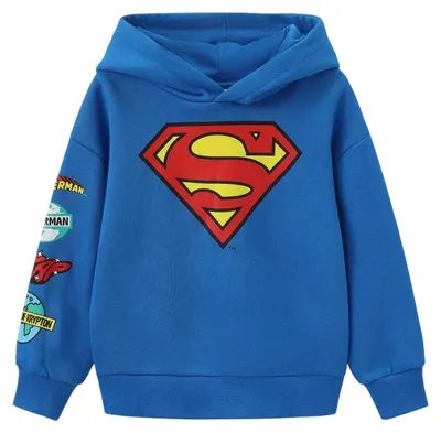 Immagine prodotto di Superman - Felpa con cappuccio per bambini, misto cotone GT23031 (98) (blu/rosso)