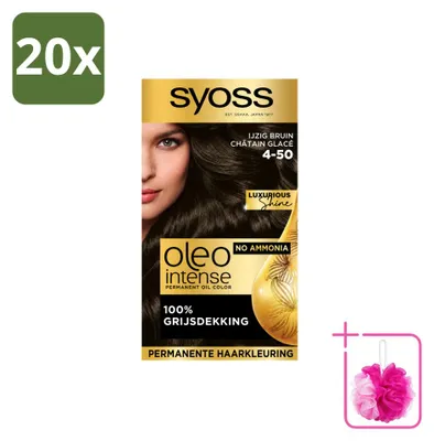 Obrázok produktu pre 20 ks farby na vlasy Syoss Oleo Intense 4-50, trvalá farba – ľadovo hnedá – ekonomický balík – 20 kusov