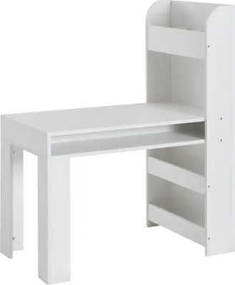 Produktbild von Kinderschreibtisch Weiß 90x50x110 cm Maltisch Kinderzimmer mit Regal, Kindertisch Modern, Schülerschreibtisch mit Stauraum, Schultisch Schmal