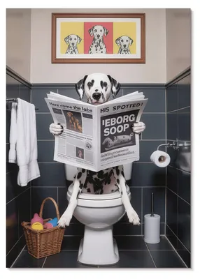 Zdjęcie produktu dla PLAKAT – 29 x 42 cm (A3) – Rin – dalmatyńczyk czytający gazetę, kolorowy pop-art – dekoracja ścienna do salonu, sypialni i przedpokoju, nowoczesny plakat, bez ramy