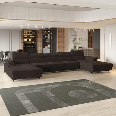 Produktbild von Masseno Ecksofa VIVENTE mit Schlaffunktion U-Form, Sofa mit Bettkasten, Wohnzimmersofa, Couch, Soffa, Bettsofa, Couchgarnitur- Braun, MONOLITH 29