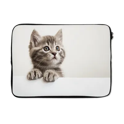 Produktbild von MuchoWow® Laptop Hülle 13 Zoll Katze - Grau - Tiere Laptoptasche - Laptophülle - Sleeve - Rundumschutz