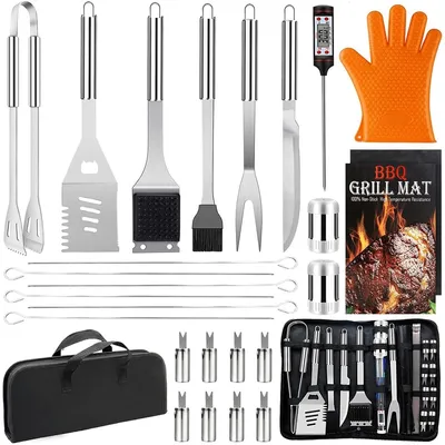 Produktbild von 28-teiliges professionelles Grillwerkzeug-Set mit tragbarem Koffer