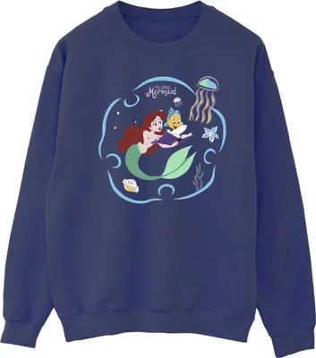 Produktbild von Disney - "The Little Mermaid Reading A Book" Sweatshirt für Herren BI31829 (S) (Marineblau)