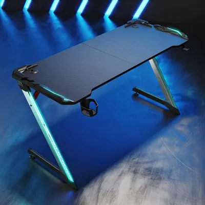 Imagen del producto de Mesa de juego negra - 140 x 60 x 75 cm - Con iluminación LED RGB