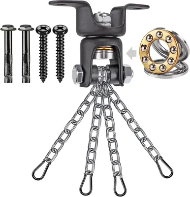Imagen del producto de Ganchos giratorios para colgar, con 4 cadenas de 26 cm, rotación de 360°, ideales para sillas colgantes y sacos de boxeo