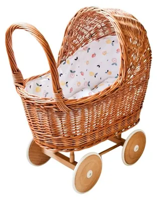 Obrázok produktu pre Ratanový kočík pre bábiky Hollie s strieškou Summer fruit – príslušenstvo pre bábiky