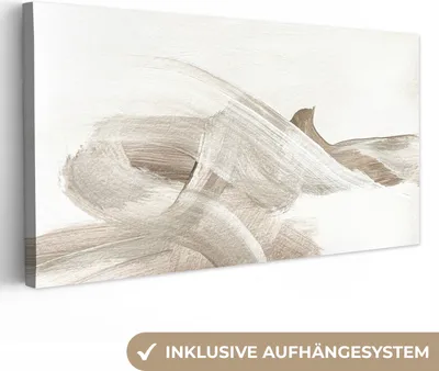 Zdjęcie produktu dla MuchoWow® - Obraz na płótnie - Abstrakcja - Sztuka nowoczesna - Beżowy, Fototapeta, dekoracja ścienna, obrazy do salonu, 40x20cm