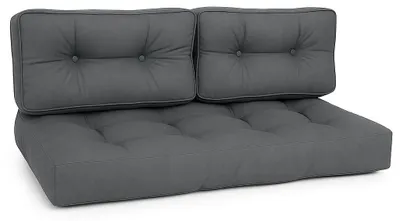 Immagine prodotto di Beautissu Cuscini per panca da esterno 1x cuscino seduta e 2x cuscini schienale, grigio