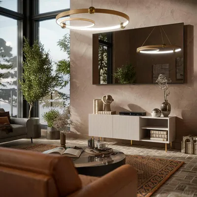 Image de Magnano - Meuble TV, 150x42x52h cm Beige, 3 étagères