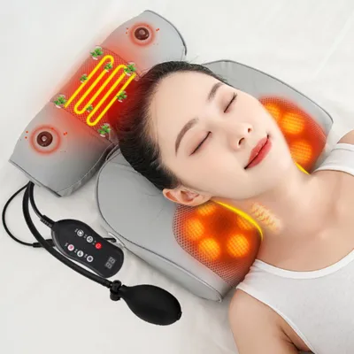 Produktbild von Nackenmassagegeräte, 3 Geschwindigkeiten, Rückenmassagegerät mit Wärmefunktion, Abnehmbares, mit Fernbedienung, Massagekissen mit atmungsaktivem Netz