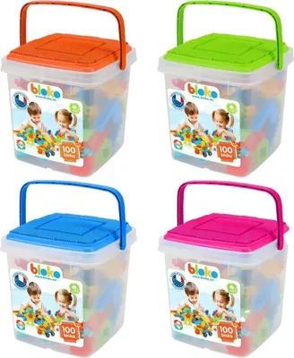 Produktbild von 100 Bloko Steckspiel Steine im Eimer
