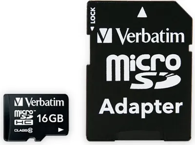 A microSD card and its adapter are shown on a white background.