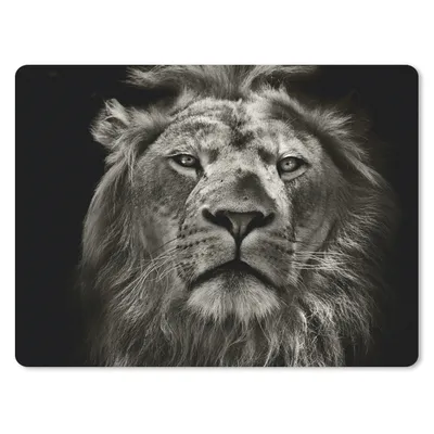 Produktbild von MuchoWow® Mauspad Mousepad Löwe - Tiere - Porträt - Wildtiere - Schwarz und weiß 40x30 cm - Mousepads - Maus Mat - Pad - Mausunterlage - Anti Rutsch