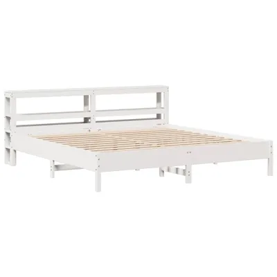 Produktbild von Massivholzbett ohne Matratze Weiß 200x200 cm Kiefernholz