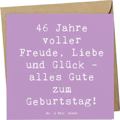 Produktbild von Mr. & Mrs. Panda Glückwunschkarte Spruch 46. Geburtstag - Lavendeltraum - Geschenk, faltkarte, anlasskarte, feiern, doppelkarte, herzliche Glückwünsche, Happy Birthday