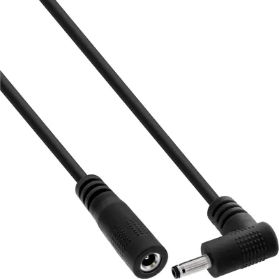 Produktbild von InLine® DC Verlängerungskabel, Winkelstecker, 3,5 x 1,35 mm, schwarz, 0,5 m