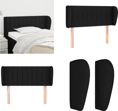 Produktbild von vidaXL Kopfteil mit Ohren Schwarz 83x23x78/88 cm Stoff - Kopfteil - Kopfteile - Bett-Kopfteil - Bettkopfteil