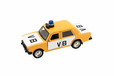 Obrázek produktu pro Policejní auto VB kov/plast 12cm na zpětné natažení na baterie se světlem, zvukem v krab. 15x7x7cm